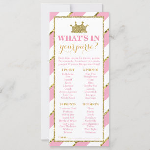 Carte Qu'y a-t-il dans votre sac à main ? Baby shower Ga