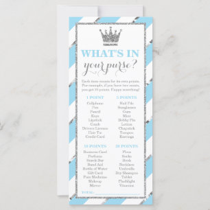 Carte Qu'y a-t-il dans votre sac à main ? Baby shower Je