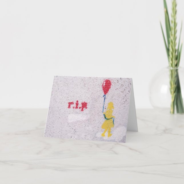 Carte r.i.p. stencil : fille avec le ballon rouge (Devant)