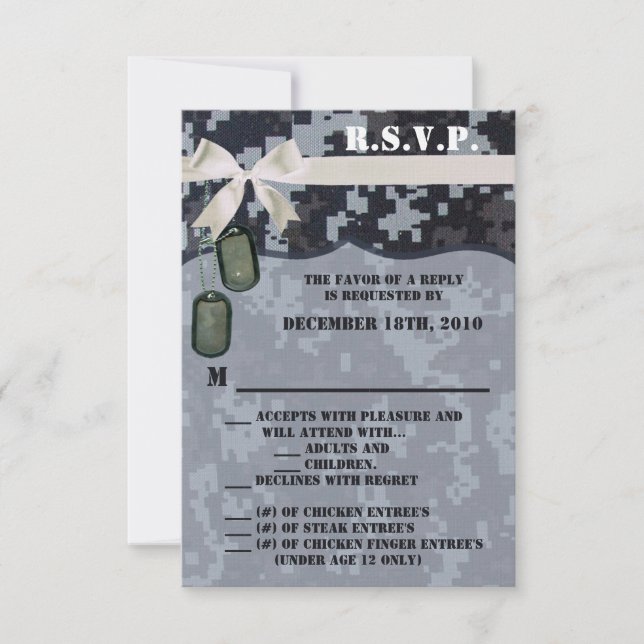 Carte R.S.V.P. 3,5 x 5, IMPRIMÉE NUMÉRIQUE Marine (Devant)