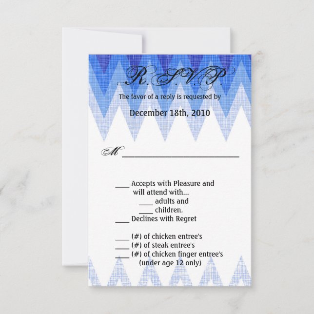 Carte R.S.V.P 3,5 x 5, Ombre Chevron Blue (Devant)