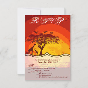 Carte R.S.V.P 3.5x5 African Safari Giraffe Sunset
