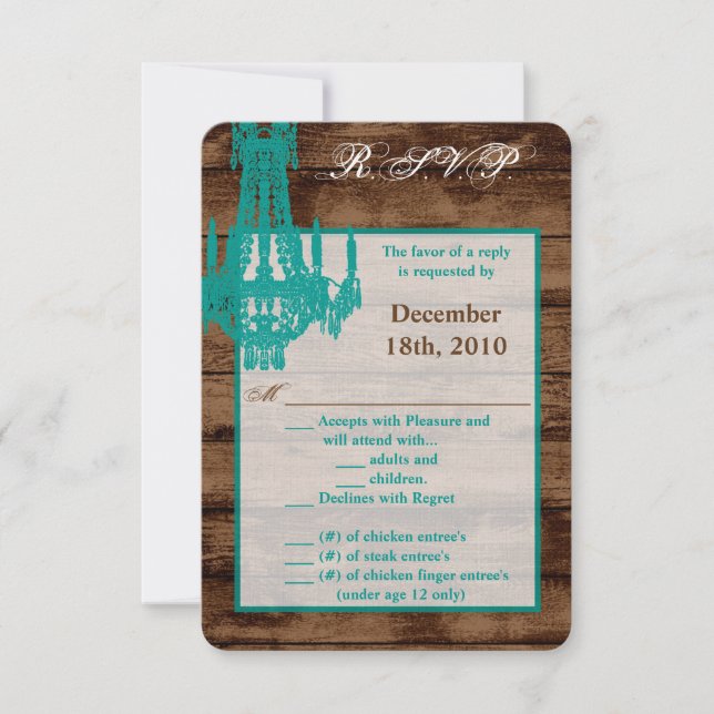 Carte R.S.V.P 3,5x5 Coun de lustre Western Rustic (Devant)