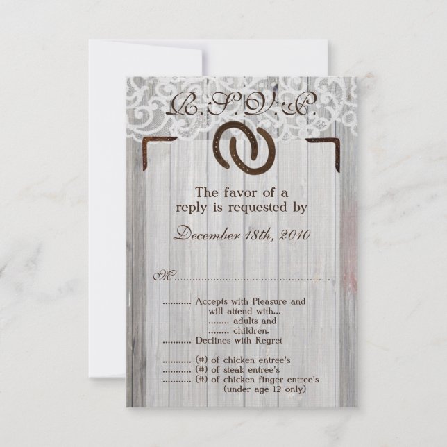 Carte R.S.V.P. 3.5x5 Fer à Cheval Bois (Devant)