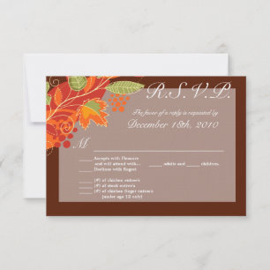 Carte R.S.V.P. 3.5x5 Feuilles automnales automne f