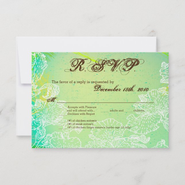 Carte R.S.V.P. 3,5x5 Fleur Hibiscus de printemps H (Devant)