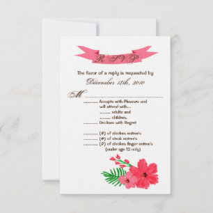 Carte R.S.V.P. 3,5x5 Fleur Hibiscus de printemps H