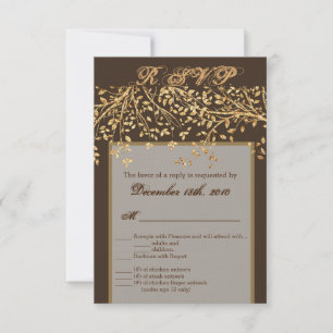 Carte R.S.V.P. 3.5x5 Gold Foil Automne Fall Tree B