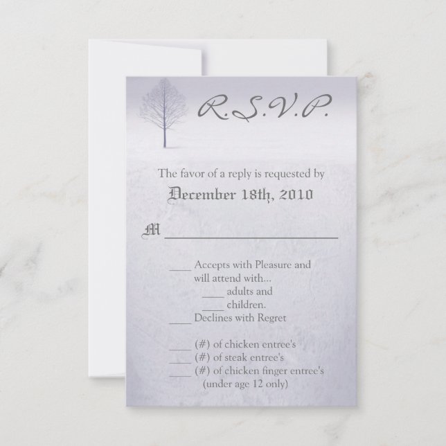 Carte R.S.V.P. 3,5x5 hiver Wonderland Trees neige (Devant)