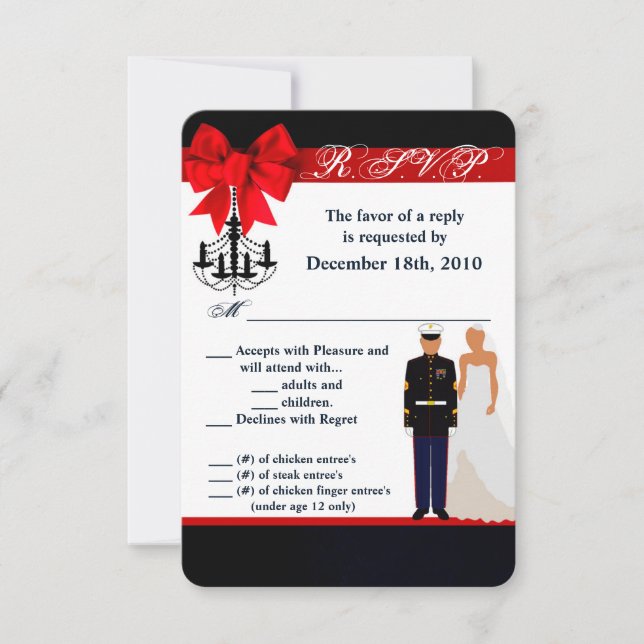 Carte R.S.V.P. 3,5x5 Marine Hispanic Uniform Groom (Devant)