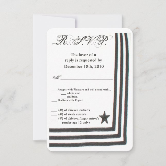 Carte R.S.V.P. 3.5x5 Marine Robe d'été Blanc Unifo (Devant)