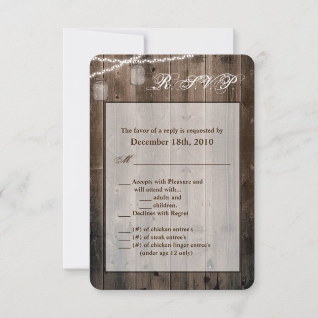 Carte R.S.V.P. 3,5x5 Mason Jar Lights Barne (Devant)