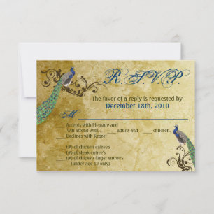Carte R.S.V.P. 3,5x5 Pièces Vintages Peacock Oisea