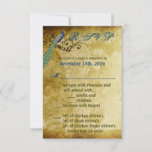 Carte R.S.V.P. 3,5x5 Pièces Vintages Peacock Oisea