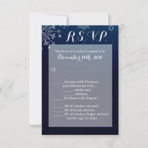 Carte R.S.V.P. 3,5x5 Snowflakes Snow Ice Blu