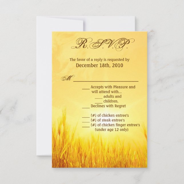 Carte R.S.V.P. 3,5x5 Sunrise Blé Pays Rustique (Devant)