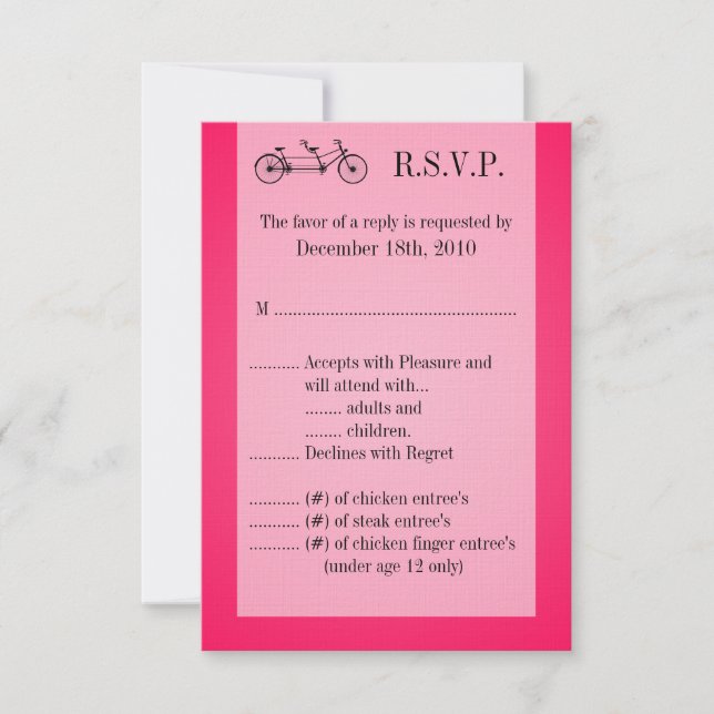 Carte R.S.V.P. 3,5x5 Vélo double rose (Devant)