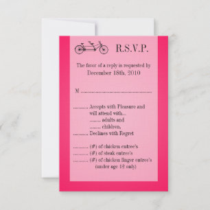 Carte R.S.V.P. 3,5x5 Vélo double rose
