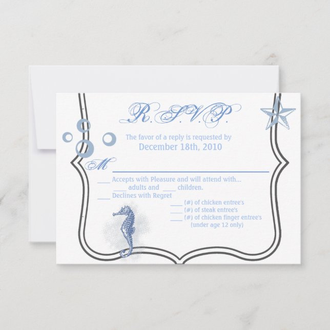 Carte R.S.V.P. 5 x 3,5 Sea Ocean Beach (Devant)