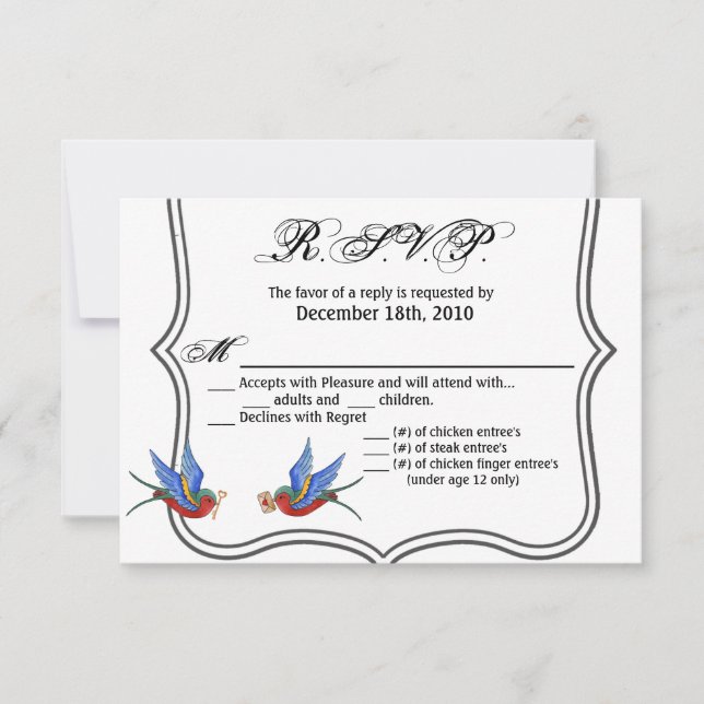 Carte R.S.V.P. 5x3.5 Sparro traditionnel de tatoua (Devant)