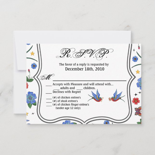 Carte R.S.V.P. 5x3.5 Sparro traditionnel de tatoua (Devant)