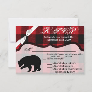 Carte R.S.V.P 5x3.5 XMAS Red Buffalo Plaid Bear