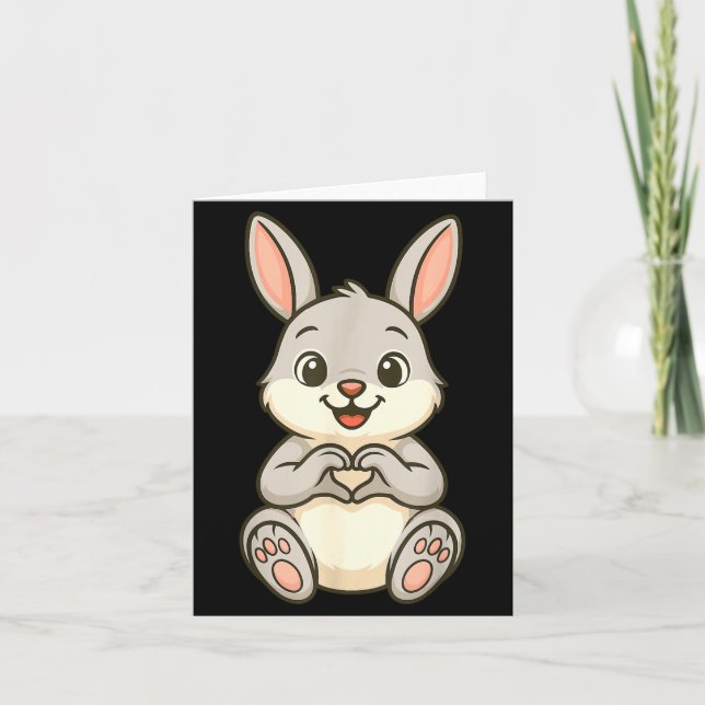 Carte Rabbit Bunny Doing Heart With Hands Valentines Day (Devant)