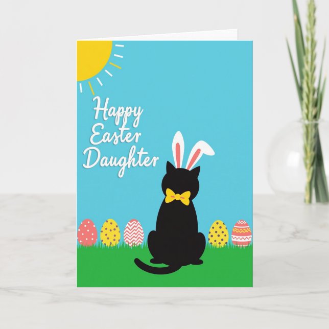 Carte Rabbit Cat Easter Pattern Card (Devant)