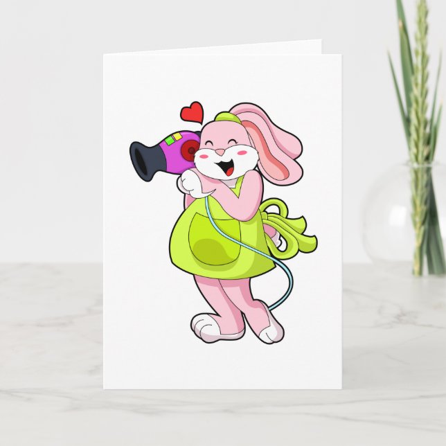 Carte Rabbit comme coiffeur avec sèche-cheveux (Devant)