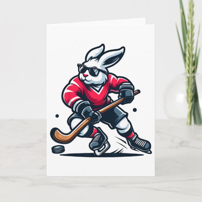 Carte Rabbit Ice Hockey Bunny Easter Day  (Devant)