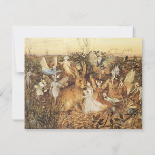 Carte Rabbit Parmi les fées, contes de fées Vintages