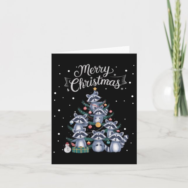 Carte Raccoon Arbre de Noël Raccoon Arbre de Noël Joyeux (Devant)