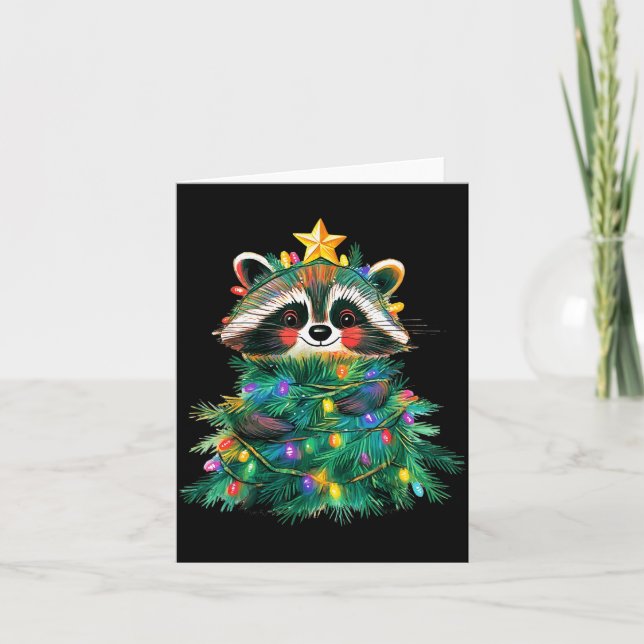 Carte Raccoon Christmas Tree Pajamas Girls Boys Xmas Lig (Devant)