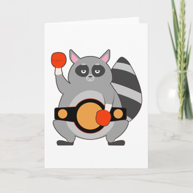 Carte Raccoon en champion de boxe avec ceinture (Devant)