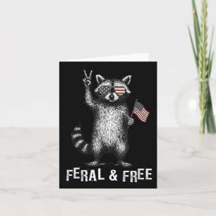 Carte Raccoon Feral Et Free Funny 4 juillet Usa Patri