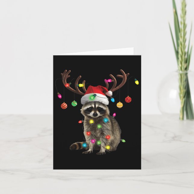 Carte Raccoon Feux de Noël Funky Fête de Noël Famille M (Devant)