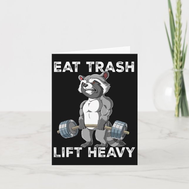 Carte Raccoon Gym Weight Training Manger Trash Lift Lour (Devant)