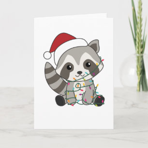 Carte Raccoon Noël Neige hiver Raccoon