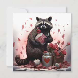 Carte Raccoon ordures poésie Valentines jour