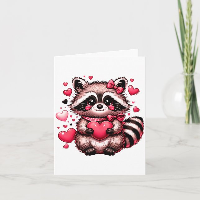 Carte Raccoon Valentine Hearts  (Devant)