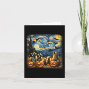 Carte Raccoons Et Possum Halloween Automne Van Gogh Star