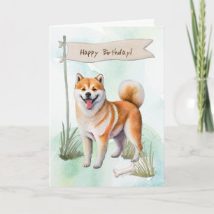 Carte Race de chien Shiba Inu à l'extérieur sous un pann