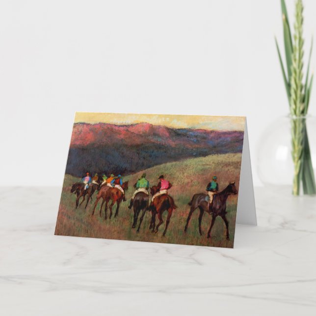 Carte Racehores dans un paysage jockeys cheval art Degas (Devant)