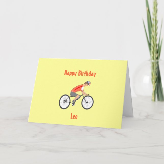 Carte Racing Cyclist Birthday Card, ajouter le nom (Devant)