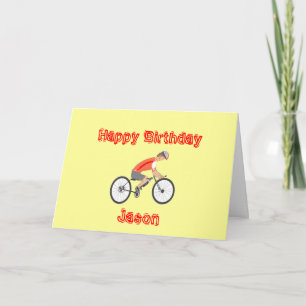 Carte Racing Cyclist Birthday Card, ajouter le nom