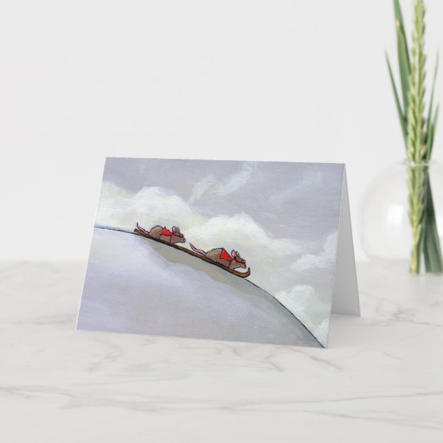 Carte Racing rats ski descente plaisir art rat unique (Devant)