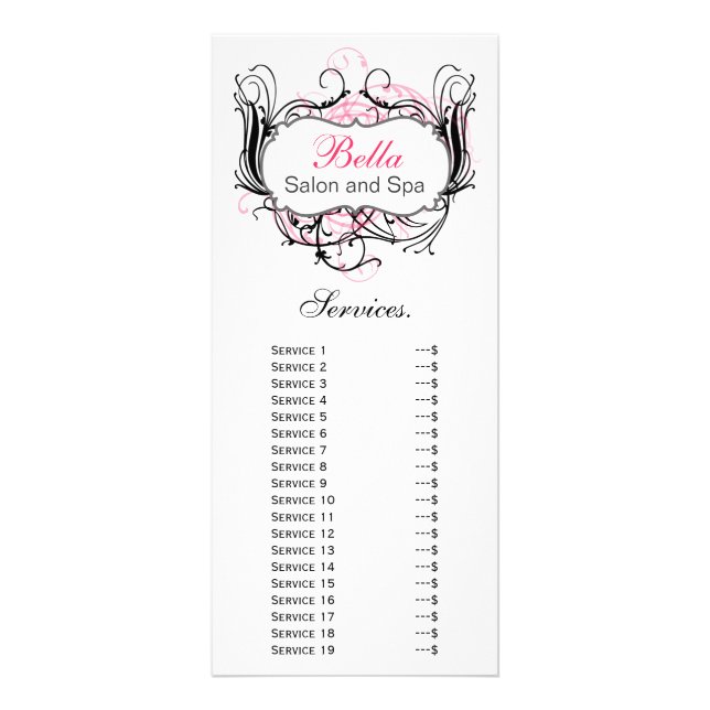 carte rack chic rose, noir et blanc Services (Devant)