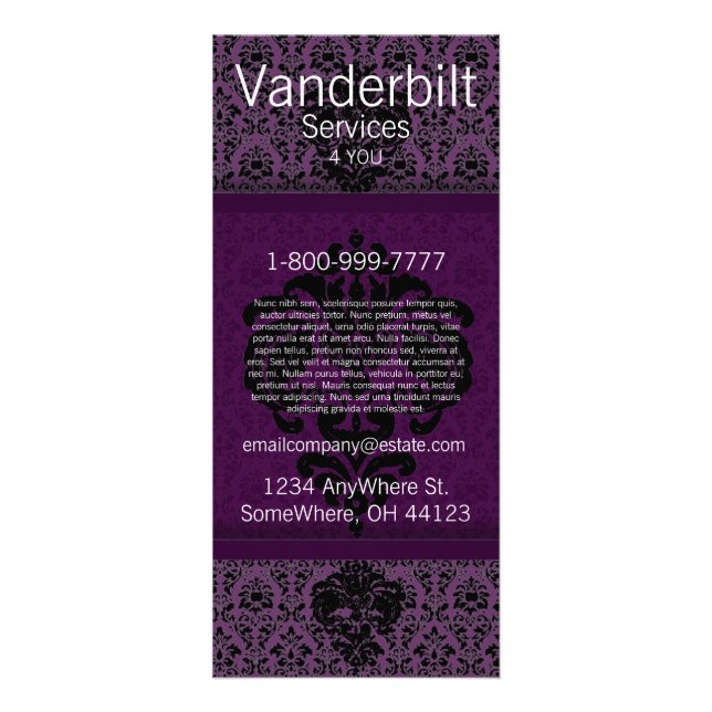 Carte rack Damask noire et violette (Devant)