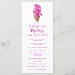 Carte rack du programme de mariage rose orchidée