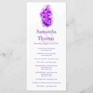 Carte rack du programme de mariage violet de l'orc